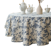 Nappe ronde de luxe en non-tissé, faite à la main, à motif floral imprimé, pour mariage, fête, banquet, hôtel – Faible MOQ, prix usine