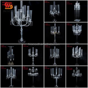 Support à bougie en acrylique transparent à longue tige de luxe en gros, candélabre de table de mariage en cristal - Product Image 5