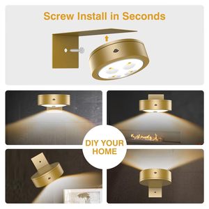 Paquete de 3 Lámparas de Pared Inalámbricas con Luz para Cuadros, Funcionan con Batería, Color Dorado, con Temporizador Magnético, Pantalla de Visualización, Luz Regulable para Marcos de Cuadros - Product Image 3