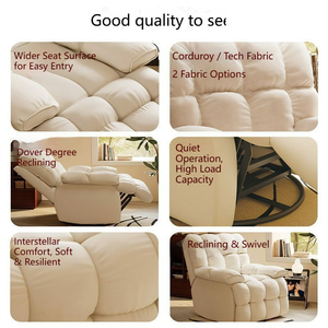 Kursi Santai Putar Recliner Single Berbahan Beludru Model Nordic untuk Ruang Tamu dan Hotel - Product Image 2