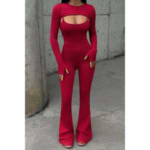 Mono rojo con detalles de ventana para mujer, cuello halter, cintura alta, talla grande, ajuste holgado, estilo fitness, estampado de club, midi, deportivo de verano, XS - Product Image 4