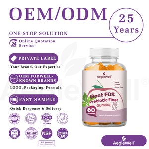 Aeglewell OEM Gummies de Fibres Prébiotiques FOS de Betterave Végétaliennes Sans Gluten Betterave Naturelle <span class=keywords><strong>pour</strong></span> la Santé Digestive et Intestinale - Product Image 1