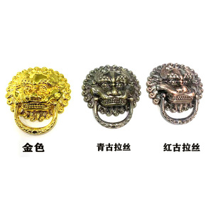 Poignée de porte en forme de tête de lion, 78 mm, plastique, nouveau style chinois, couleur or - Product Image 1