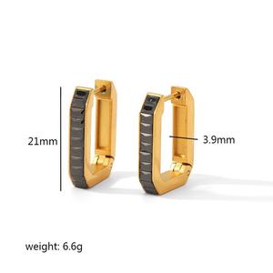 Fashion <b>Cuff</b> <b>Earrings</b> Geometric Colored Zircon Stainless Steel Party Jewelry TE6259 - Product Image 3