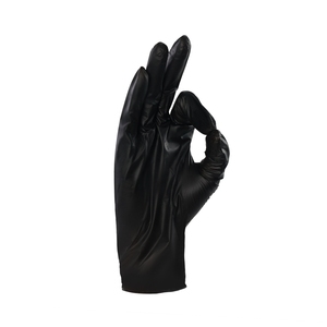 Extra Durable 6Mil Black Nitrile Disposable Gloves <b>Powder</b> Free Anti-slip Allergy Free Gathered Cuff <b>Textured</b> Fingertips General - Product Image 2