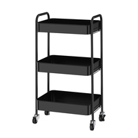 Chariot de rangement utilitaire à 3 niveaux sans outils, multi-usages, avec 4 roues pour la maison