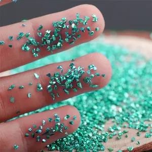 Hisenlee 100G verre concassé pierre irrégulière grosses paillettes flocons irisés pour bricolage résine époxy Nail Art 2-4MM embellissement