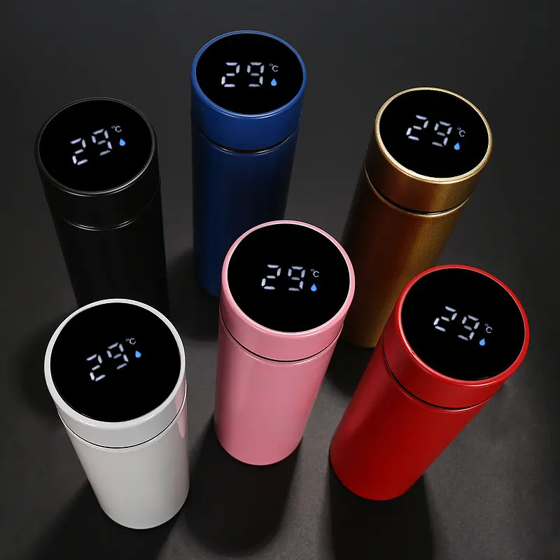 Smart Digital 500ml Vacuum Thermos Flask Led Digital Temperature Display Stainless Steel Cup Water Bottle Customize