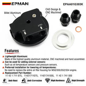 Epman Oliefilter Deksel Met Olie Koeler Fittingen En 2 Sensor Poorten Voor Bmw Z3 Z4 Serie E36 E46 E34 E85 M50 S50 S52 EPaa01 G 303K - Product Image 4