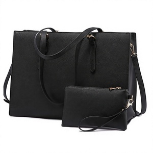 Bolso Tote para Portátil de Moda para Mujer, Piel Sintética, Gran Capacidad, Cierre de Cremallera, Forro de Lino, Decoración de Cadenas, para Compras - Product Image 1