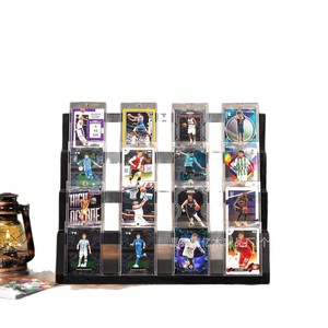 <b>Wooden</b> Card Holder <b>Desktop</b> Display Stand 4 Layers Black Tiered Card Rack For Baseball Cards - Product Image 5