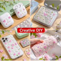 Stiker Kuku Seni 5D Embossed Non-Toksik Motif Hati & Bunga Kupu-kupu Musim Panas Jepang untuk Pengantin Wanita Grosir