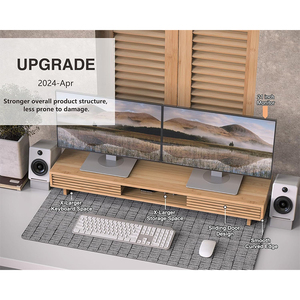 WDF étagère de bureau en bois de haute qualité support de moniteur étagère de bureau double moniteur étagère de bureau support de moniteur pour l'ordinateur portable - Product Image 3