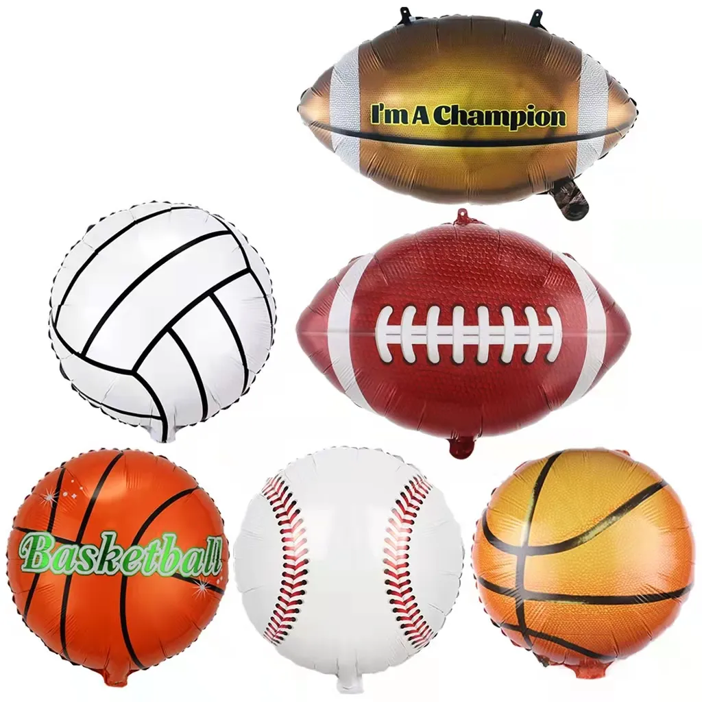 Globo de aluminio deportivo para baloncesto, pelota en forma de béisbol de 18 pulgadas, decoración para fiesta