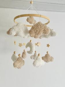 Nuvole mobili per bambini tessuto <span class=keywords><strong>Ecru</strong></span> naturale per decorazione culla - Product Image 3