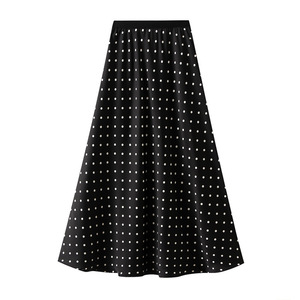 Summer Hot-Selling Polka Dot Half-Length Female Long Skirt Women Elegant Elastic Waist Skirt - Product Image 3