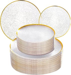 Assiettes jetables en plastique transparent réutilisables, design minimaliste et frais, respectueuses de l'environnement, pour les fêtes et les célébrations - Product Image 1