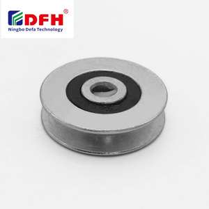 ล้อเลื่อนเหล็กแบบนูนร่องยู พร้อมร่องวี ตัวยึดแบบมีลูกปืน สำหรับรางโลหะ - Product Image 1