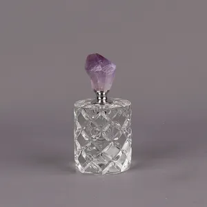 CRYSTAL GEMSTONE Gemstone Luxury Crystal Amethyst Cluster Purple Perfume Bottle