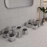 Ensemble de chaises de table d'extérieur commerciales modernes en acier inoxydable à la mode pour les cafés et les magasins de thé au lait