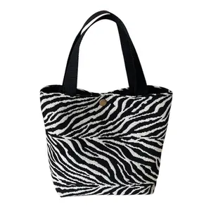 2024 Customized logo reusable fashion canvas bag Women tote bag Custom Designer Women Canvas Casual supplier Striped Handbags