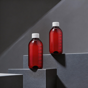 Bouteilles de sirop contre la toux en plastique PET personnalisées, légères, durables, grande capacité 300 ml, directement de l'usine, pour usage pharmaceutique - Product Image 3