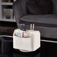 Boîte de rangement rotative en cuir Frins, support de télécommande rotatif à 360°, organiseur de chevet, fournitures de bureau, pour la maison
