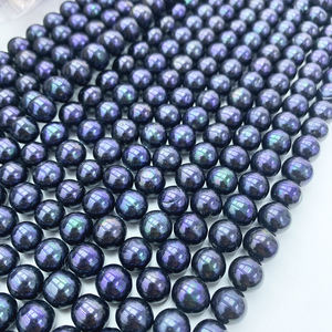 ไข่มุกน้ำจืดเกรด AAAAA สีดำทรงกลมสำหรับทำเครื่องประดับ DIY สร้อยคอ ขายส่ง ไข่มุกสีนกยูงตาฮิติแบบเม็ดเดี่ยว - Product Image 1