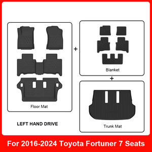 แผ่นยางรองพื้นสำหรับตกแต่งภายในรถยนต์, สำหรับ2016-2024 Toyota Fortuner ผ้าห่มสองชั้น <span class=keywords><strong>laft</strong></span> และมือขวา - Product Image 2