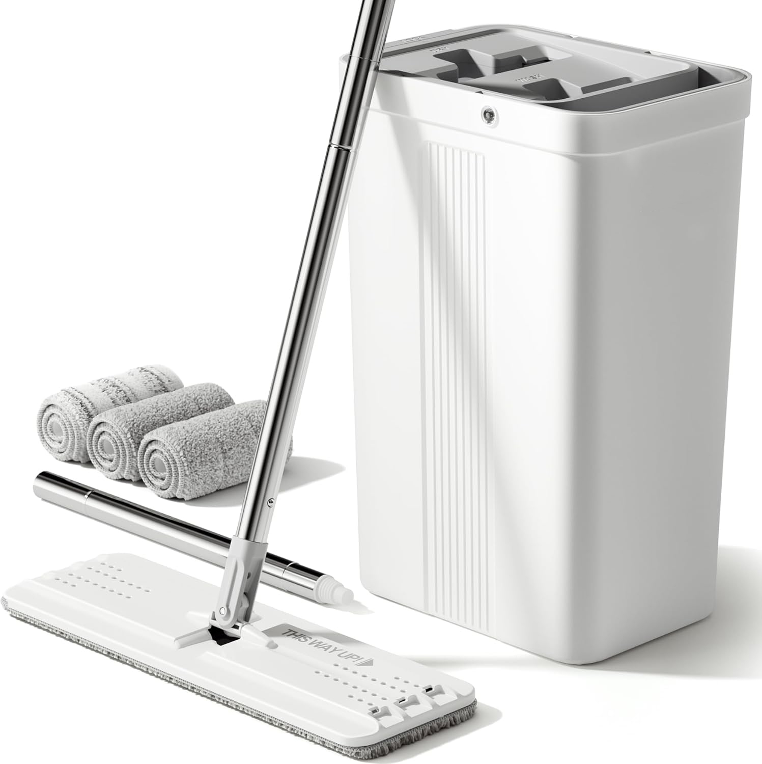 Secchio Bianco + Mop Piatto da 60" + 3 Panni