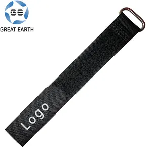 Dapat digunakan kembali kait dan Loop logo khusus tali gesper datar kargo nilon kabel mengunci sendiri dasi dengan logam Oval gesper