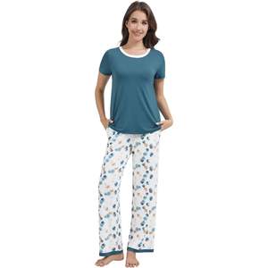 Ensemble de pyjama à manches courtes pour femmes personnalisé en viscose de bambou avec poches S XXL - Product Image 3