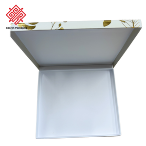 Boîte en carton rigide Baoren, boîte rectangulaire en carton ivoire avec estampage à chaud en feuille d'or, couvercle supérieur et inférieur, boîte à chocolat - Product Image 4