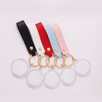 Kit de porte-clés en cuir personnalisable DIY avec cadre photo vierge transparent pour image personnalisée, avec anneaux de clés et accessoires de sac