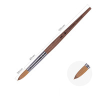 Pinceau à ongles en poils de Kolinsky à 70 %, manche en bois marron, design classique, virole plate, taille 8, pour salon de manucure BW62-1