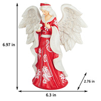 Weiße Engel-Figur aus Harz mit Rotem Gewand Weihnachtsstatue Flügel Taube Religiöse Kunstdekoration Sammlerstück Tischdekoration Geschenk Großhandel