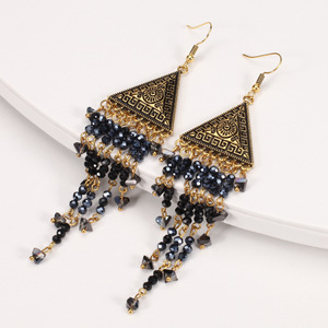 Bohemian Owl Triangular Pattern <b>Crystal</b> Rhinestone Chandelier Earrings Women's Party Fashion Dangle Earrings - Product Image 5