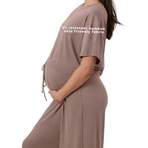 T-shirt à manches courtes et legging personnalisés vêtements de maison de maternité ensembles de vêtements de grossesse confortables ensemble de pyjama d'allaitement et de maternité - Product Image 4