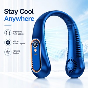 Ventilateur de cou portable avec écran numérique, ventilateur de refroidissement rechargeable Type-C, mini ventilateur personnel - Product Image 1