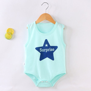 2024 tutina per <span class=keywords><strong>neonato</strong></span> vestiti estivi senza maniche <span class=keywords><strong>body</strong></span> a triangolo 100% cotone con chiusura a bottone gilet Casual - Product Image 3