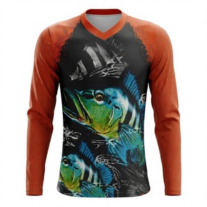 Camiseta de Pesca de Manga Larga con Cuello en V para Hombre, con Estampado de Peces, de Secado Rápido, Informal - Product Image 2