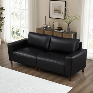Canapé modulaire sectionnel <span class=keywords><strong>carré</strong></span> 2 places en similicuir PU noir moderne pour hôtel et petit appartement - Product Image 1