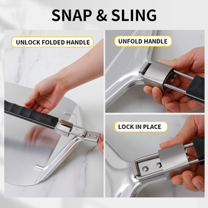 Paleta de Pizza de Metal de acero inoxidable perforado, espátula negra para <span class=keywords><strong>horno</strong></span> de Pizza, mango plegable resistente al calor, <span class=keywords><strong>pala</strong></span> antiadherente para Pizza - Product Image 5