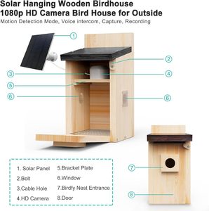 Casetta per Uccelli Intelligente con Fotocamera, Nido per Uccelli da Esterno Personalizzabile, Moderna Casetta in Legno Massiccio - Product Image 3