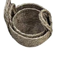 Nouvel ensemble de paniers de rangement vintage en coton et jonc de mer, motif zig-zag, pour cuisine et salle de bain, écologiques et faits à la main