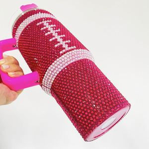 Gobelet isotherme de football 40oz avec couvercle et pailles, strass scintillants, mug de voyage 40oz, bouteille d'eau sport - Product Image 4