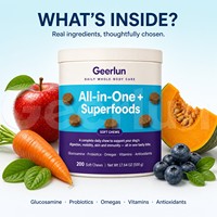 Complément alimentaire à mâcher tout-en-un pour chiens, en gros, OEM, avec glucosamine, probiotiques, oméga et vitamines, sous forme de friandises molles pour chiens