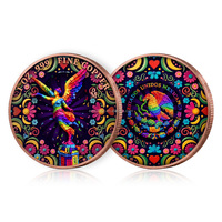 Pièce de monnaie commémorative en cuivre fin 99,9 % de 1 once, motif floral Libertad et aigle, art coloré déesse mexicaine