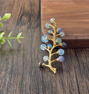Luxury Vintage Multi-Gemstone Fruit <b>Tree</b> Brooch Handcrafted Copper Gold Plated Mixed Natural Crystal Branch Brooch for Lady Suit - Product Image 5