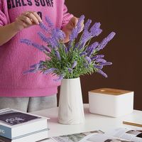 Bunga Lavender Buatan Realistis dengan Sentuhan Alami, Buket Lavender Sutra untuk Dekorasi Rumah, Pernikahan, dan Meja Gaya Nordik